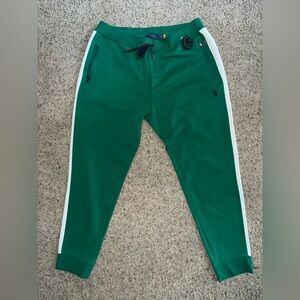 Polo Ralph Lauren Green Joggers with White Stripes
